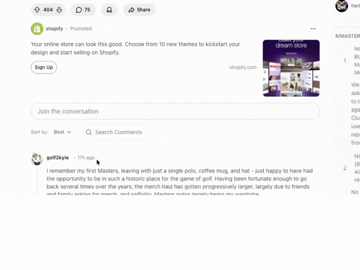 LINA floating icon on a Reddit page